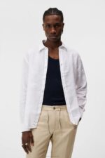 Linen Melange Shirt White Men J.Lindeberg Clothing 66XF1176
