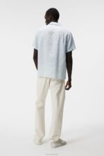 Linen Melange Short Sleeve Shirt Dream Blue Men J.Lindeberg Clothing 66XF1174 - Image 2