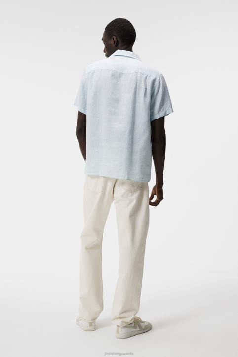 Linen Melange Short Sleeve Shirt Dream Blue Men J.Lindeberg Clothing 66XF1174 - Image 2