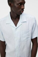 Linen Melange Short Sleeve Shirt Dream Blue Men J.Lindeberg Clothing 66XF1174 - Image 4