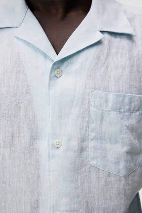 Linen Melange Short Sleeve Shirt Dream Blue Men J.Lindeberg Clothing 66XF1174 - Image 5