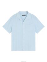 Linen Melange Short Sleeve Shirt Dream Blue Men J.Lindeberg Clothing 66XF1174 - Image 6