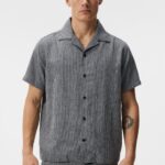 Linen Mix Relax Shirt Navy Men J.Lindeberg Clothing 66XF1169