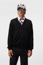 Lucas Knitted Cardigan Black Men J.Lindeberg Clothing 66XF550