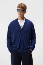 Lucas Knitted Cardigan Estate Blue Men J.Lindeberg Clothing 66XF552
