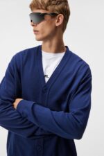 Lucas Knitted Cardigan Estate Blue Men J.Lindeberg Clothing 66XF552 - Image 5