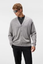 Lucas Knitted Cardigan Grey Melange Men J.Lindeberg Clothing 66XF549