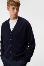 Lucas Knitted Cardigan Navy Men J.Lindeberg Clothing 66XF548 - Image 4