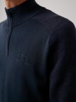 Luis Zipped Golf Sweater Navy Men J.Lindeberg Clothing 66XF2373 - Image 4