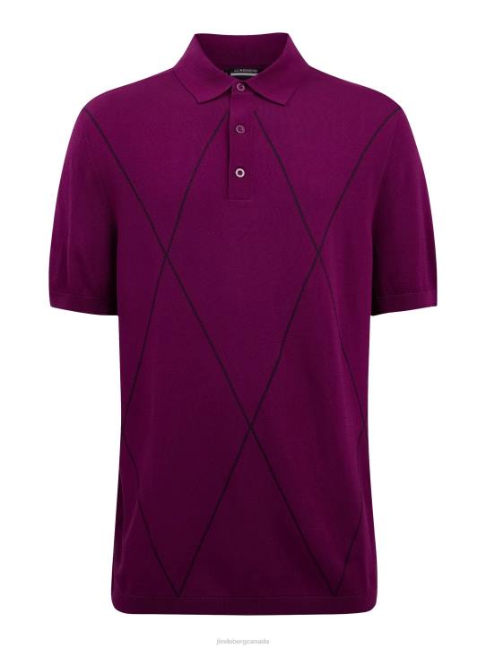 Luka Knitted Golf Polo Dark Purple Men J.Lindeberg Clothing 66XF2084 - Image 1