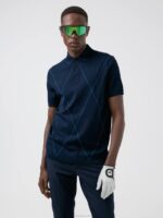 Luka Knitted Golf Polo Navy Men J.Lindeberg Clothing 66XF2083