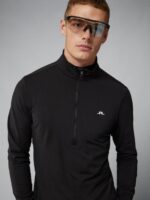 Luke Half Zip Mid Layer Black Men J.Lindeberg Clothing 66XF669 - Image 4