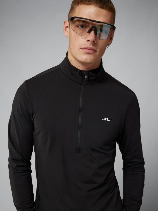 Luke Half Zip Mid Layer Black Men J.Lindeberg Clothing 66XF669 - Image 4