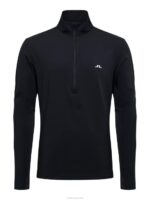 Luke Half Zip Mid Layer Black Men J.Lindeberg Clothing 66XF669 - Image 5