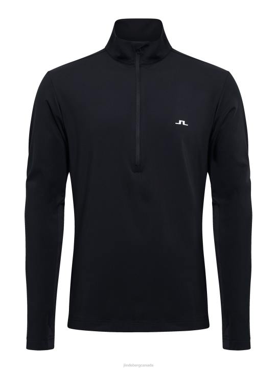 Luke Half Zip Mid Layer Black Men J.Lindeberg Clothing 66XF669 - Image 5