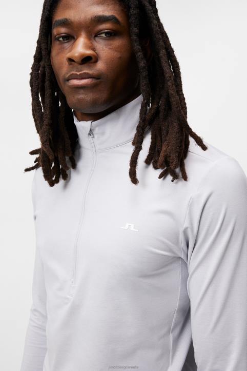 Luke Half Zip Mid Layer Light Grey Melange Men J.Lindeberg Clothing 66XF616 - Image 3