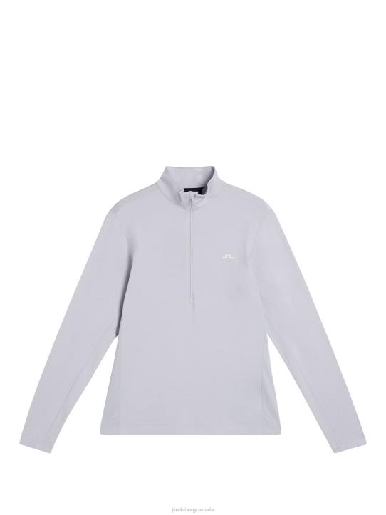 Luke Half Zip Mid Layer Light Grey Melange Men J.Lindeberg Clothing 66XF616 - Image 5