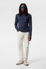 Luke Half Zip Mid Layer Navy Melange Men J.Lindeberg Clothing 66XF615 - Image 2