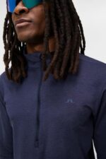 Luke Half Zip Mid Layer Navy Melange Men J.Lindeberg Clothing 66XF615 - Image 3