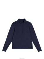 Luke Half Zip Mid Layer Navy Melange Men J.Lindeberg Clothing 66XF615 - Image 4