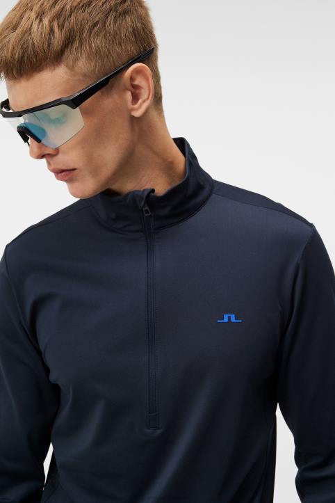 Luke Half Zip Mid Layer Navy Men J.Lindeberg Clothing 66XF528 - Image 3