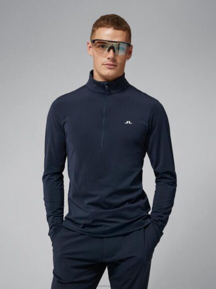 Luke Half Zip Mid Layer Navy Men J.Lindeberg Clothing 66XF667