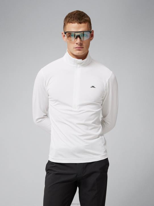 Luke Half Zip Mid Layer White Men J.Lindeberg Clothing 66XF668 - Image 1