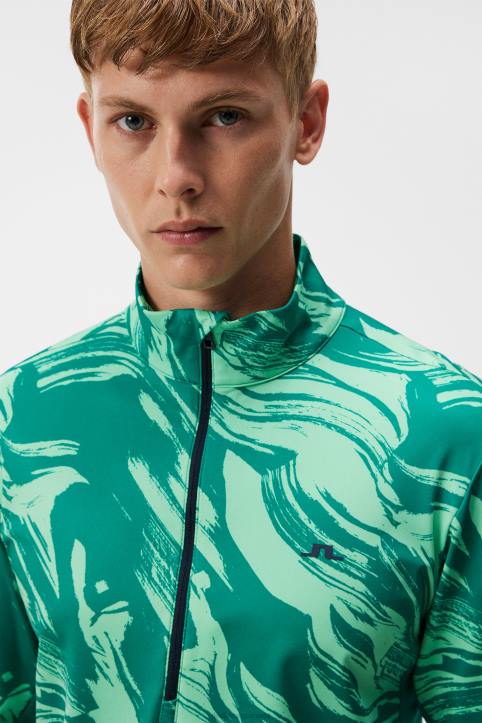 Luke Print Half Zip Mid Layer Green Valley Men J.Lindeberg Clothing 66XF527 - Image 3