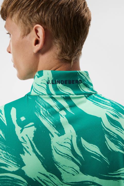 Luke Print Half Zip Mid Layer Green Valley Men J.Lindeberg Clothing 66XF527 - Image 4