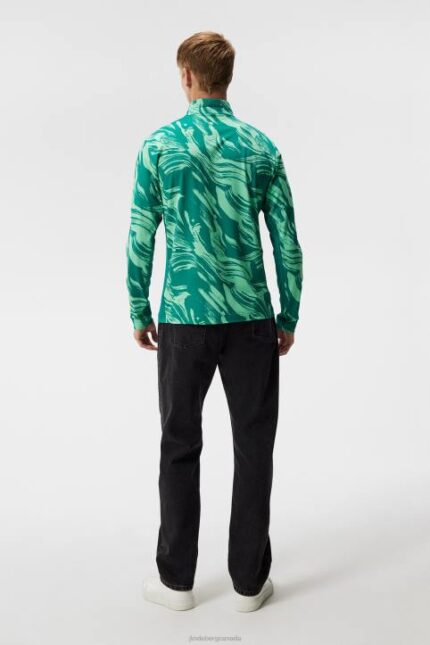 Luke Print Half Zip Mid Layer Green Valley Men J.Lindeberg Clothing 66XF527