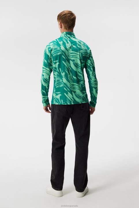 Luke Print Half Zip Mid Layer Green Valley Men J.Lindeberg Clothing 66XF527 - Image 1