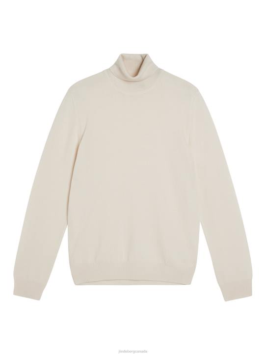 Lyd Merino Turtleneck Sweater Cloud White Men J.Lindeberg Clothing 66XF1007 - Image 1