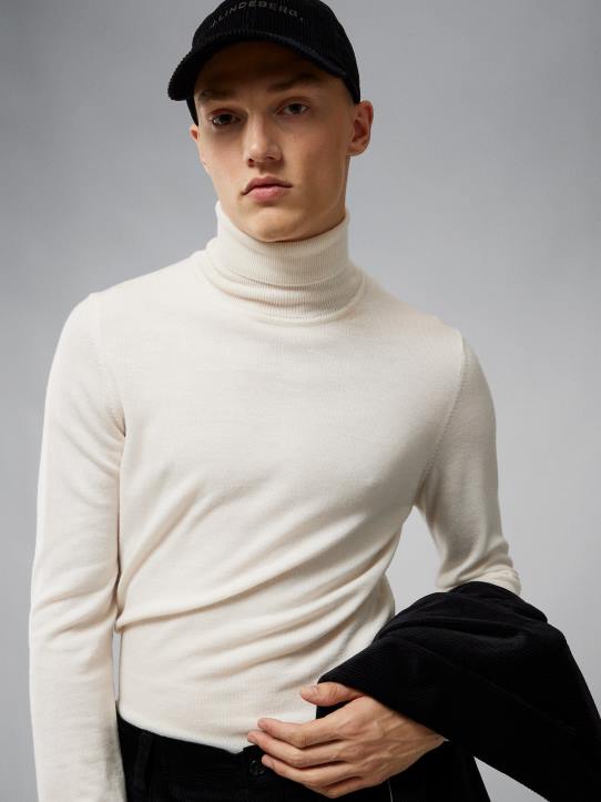 Lyd Merino Turtleneck Sweater Cloud White Men J.Lindeberg Clothing 66XF2317 - Image 3