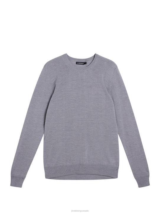 Lyle Light Merino Sweater Light Grey Melange Men J.Lindeberg Clothing 66XF1056 - Image 4