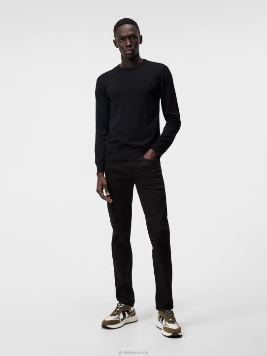 Lyle Merino Crew Neck Sweater Black Men J.Lindeberg Clothing 66XF988 - Image 2