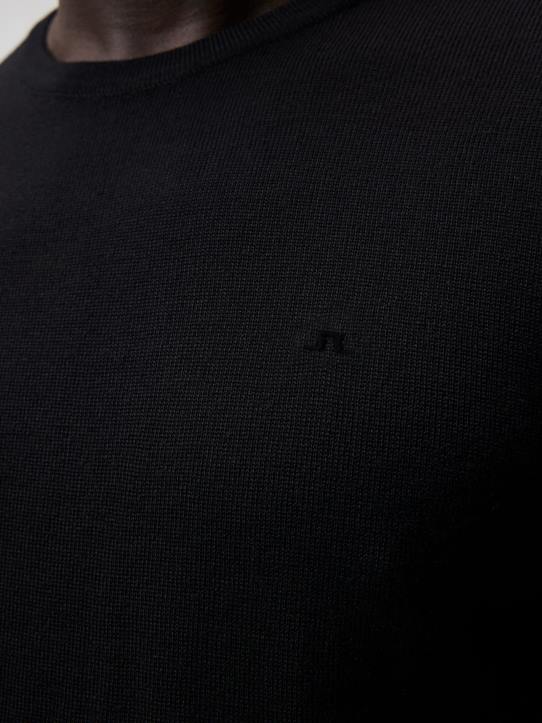 Lyle Merino Crew Neck Sweater Black Men J.Lindeberg Clothing 66XF988 - Image 4