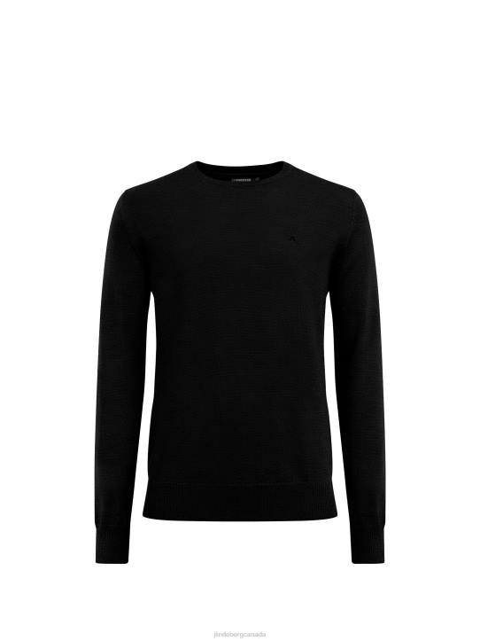 Lyle Merino Crew Neck Sweater Black Men J.Lindeberg Clothing 66XF988 - Image 5