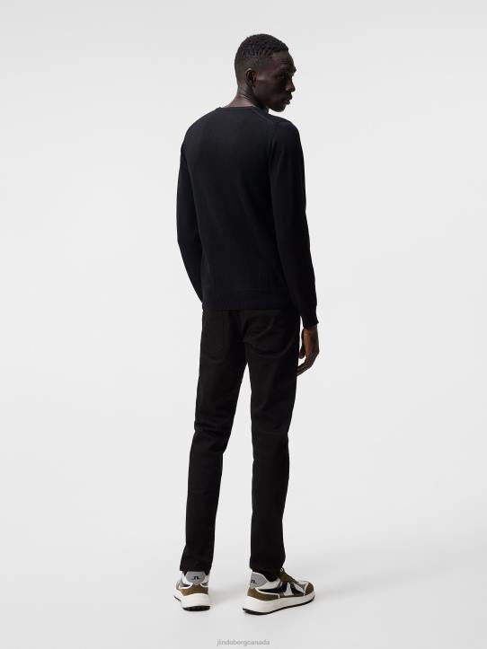 Lyle Merino Crew Neck Sweater Black Men J.Lindeberg Clothing 66XF988 - Image 1