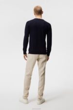 Lyle Merino Crew Neck Sweater Navy Men J.Lindeberg Clothing 66XF987