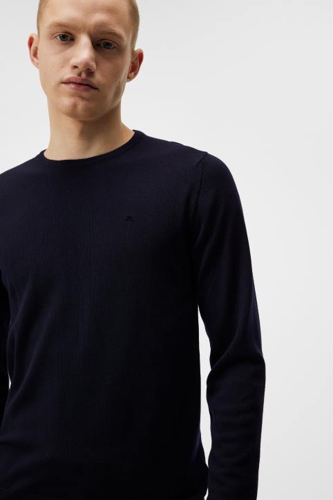Lyle Merino Crew Neck Sweater Navy Men J.Lindeberg Clothing 66XF987 - Image 3