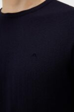 Lyle Merino Crew Neck Sweater Navy Men J.Lindeberg Clothing 66XF987 - Image 4
