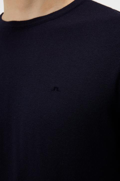 Lyle Merino Crew Neck Sweater Navy Men J.Lindeberg Clothing 66XF987 - Image 4
