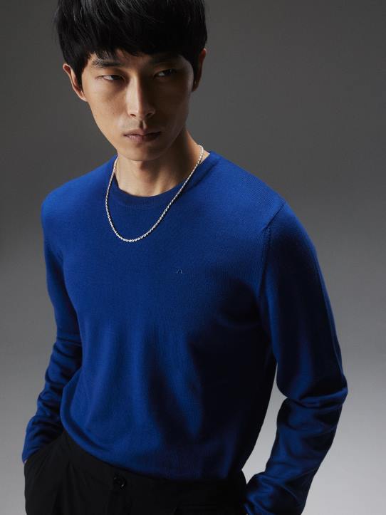 Lyle Merino Crew Neck Sweater Navy Peony Men J.Lindeberg Clothing 66XF2286 - Image 3