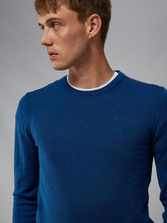 Lyle Merino Sweater Nautical Blue Mouline Men J.Lindeberg Clothing 66XF2323 - Image 4