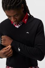 Lymann Knitted Sweater Black Men J.Lindeberg Clothing 66XF557 - Image 3