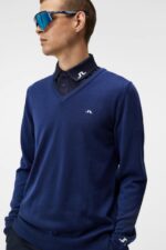 Lymann Knitted Sweater Estate Blue Men J.Lindeberg Clothing 66XF554 - Image 3
