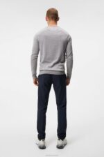 Lymann Knitted Sweater Light Grey Melange Men J.Lindeberg Clothing 66XF653 - Image 2