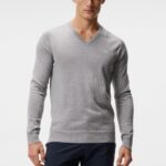 Lymann Knitted Sweater Light Grey Melange Men J.Lindeberg Clothing 66XF653