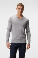 Lymann Knitted Sweater Light Grey Melange Men J.Lindeberg Clothing 66XF653
