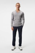 Lymann Knitted Sweater Light Grey Melange Men J.Lindeberg Clothing 66XF653 - Image 3